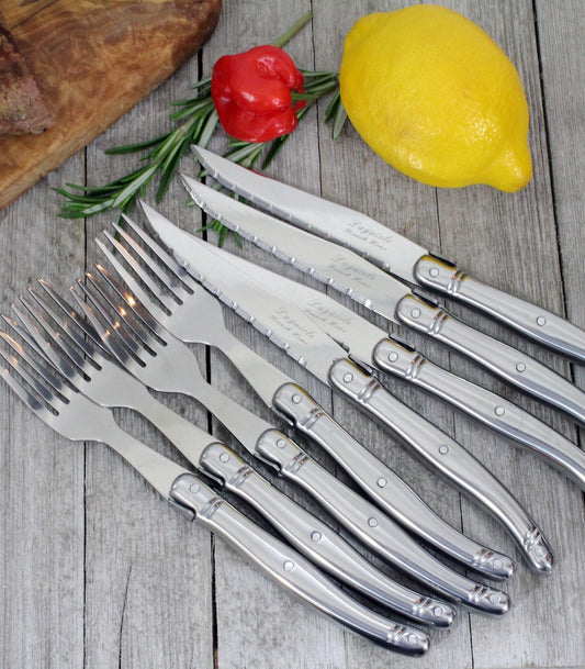 8 Piece Laguiole Stainless Steel Steak Knife and Fork Set