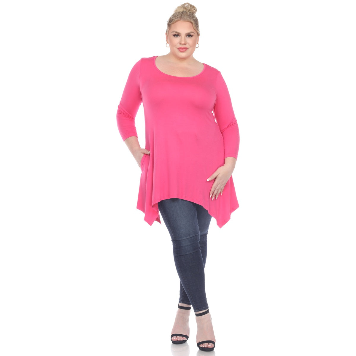  White Mark Plus Size Makayla Tunic Top - 1X - Bonton