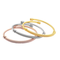 3 Tone Cable Wire Open Cuff Bangle Set