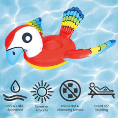 87" Red and Blue Jumbo Parrot Ride-on Inflatable Swimming Pool Float