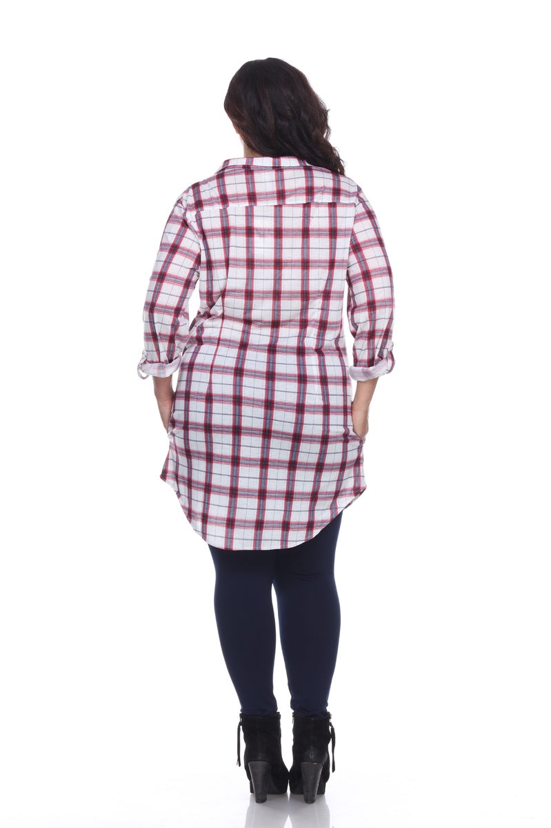  White Mark Plus Piper Stretchy Plaid Tunic - 2X - Bonton