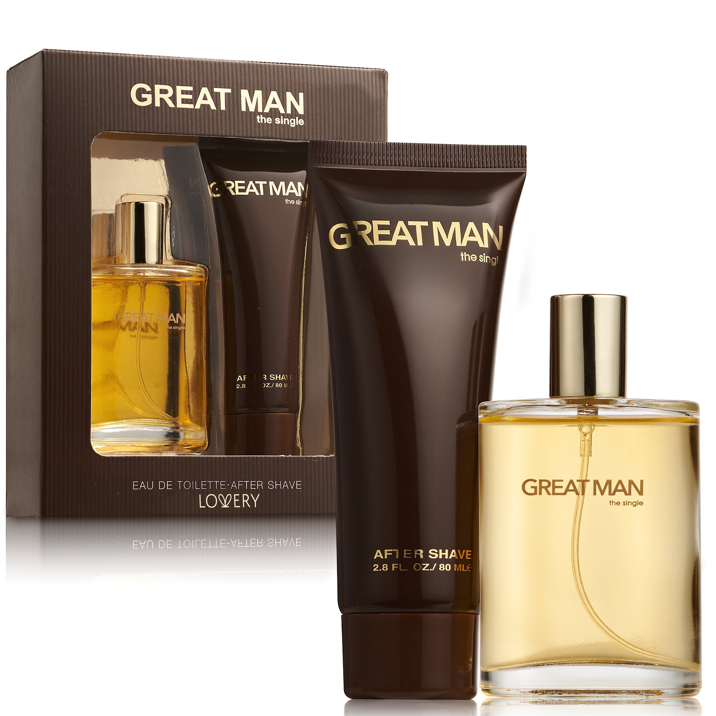  Lovery Great Man Cologne and Aftershave Body Care Gift Set - Brown/Gold - Bonton