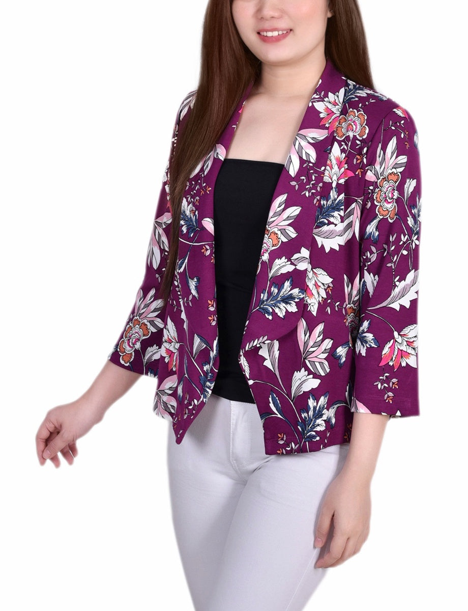  NY Collection Long Sleeve Ponte Jacket - Plum Caspia - Bonton