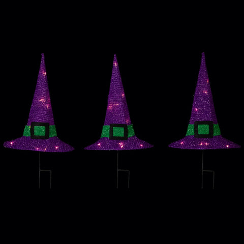 LED Lighted Witches Hat Outdoor Halloween Pathway Markers - 14" - White Lights