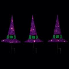 LED Lighted Witches Hat Outdoor Halloween Pathway Markers - 14" - White Lights