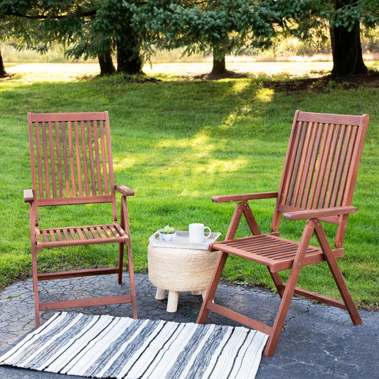 Set of 2 Acacia Folding Chairs Outdoor Patio Furniture 42"