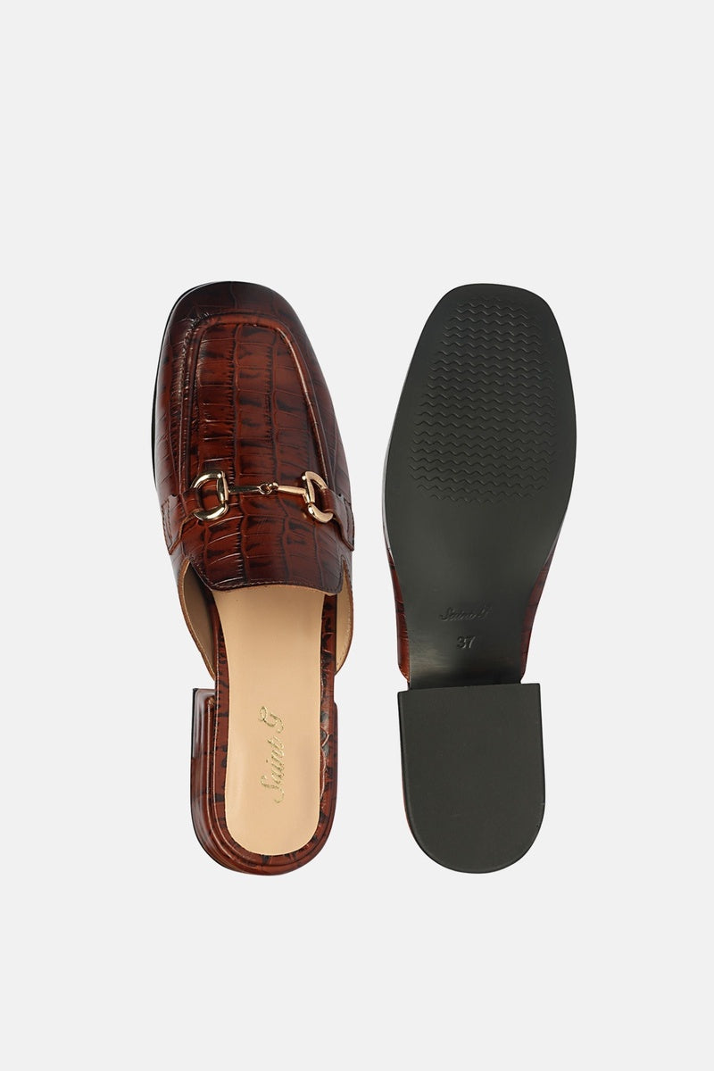  Saint G Savannah Croco - Heeled Mule - Chocolate - Bonton