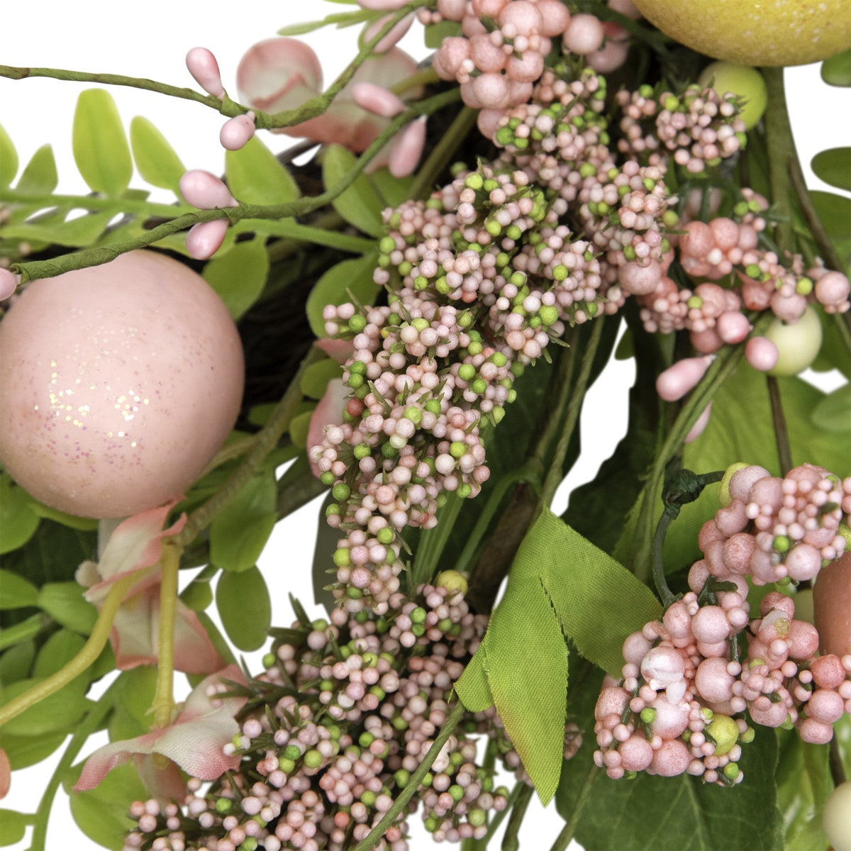  Northlight Easter Egg With Berry Floral Springtime Wreath  Pink and Green 20