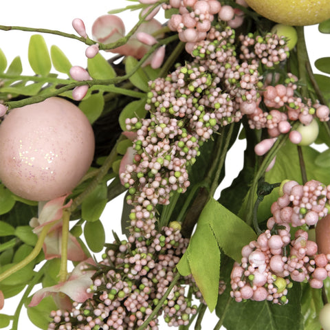 Easter Egg With Berry Floral Springtime Wreath  Pink and Green 20"