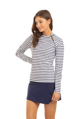 Navy Stripe Zipper Rashguard