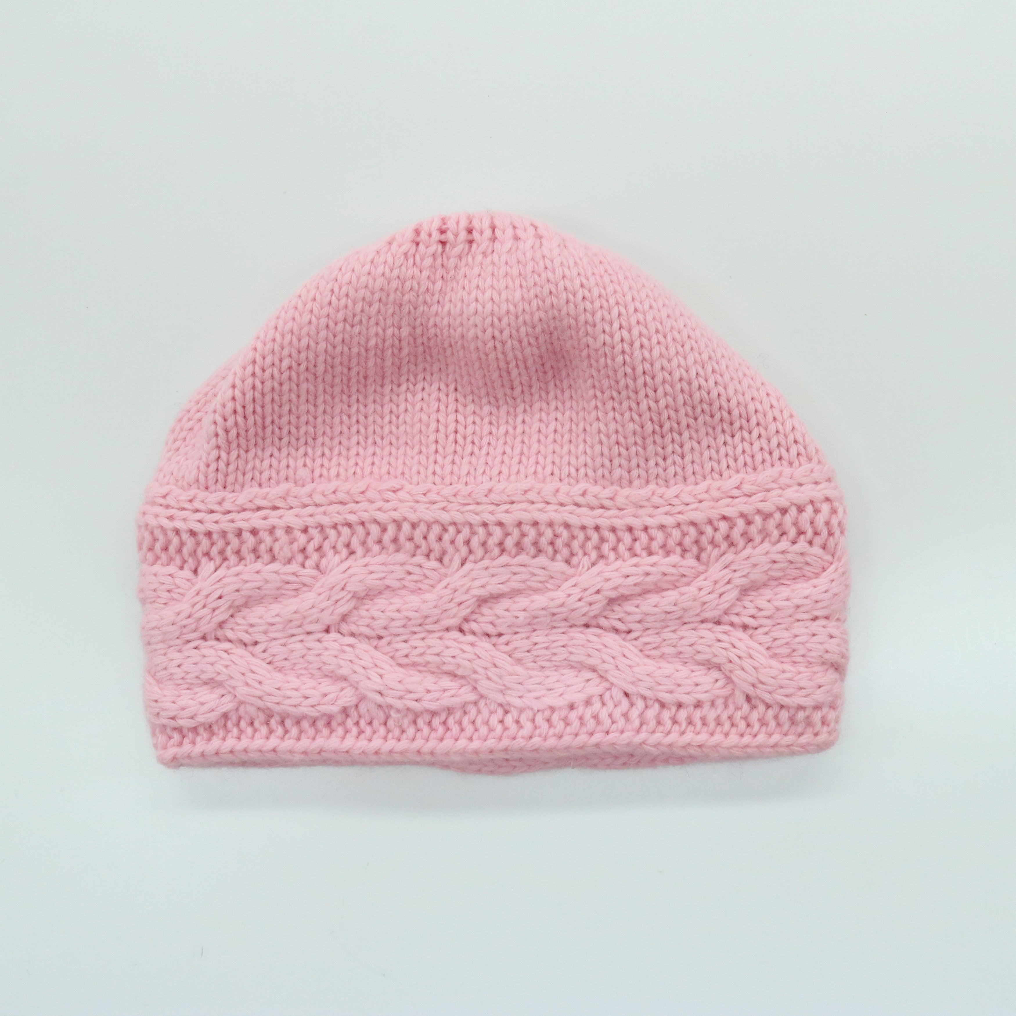  Portolano BEANIE in CABLES DESIGN - BABY PINK - Bonton