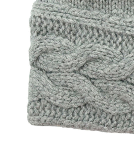 Beanie With Cables On Cuff Lt Ht Grey