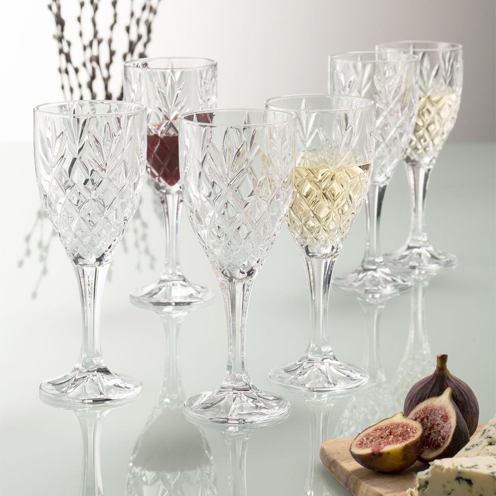  Galway Crystal Renmore Goblet Glasses Set of 6 - Clear - Bonton