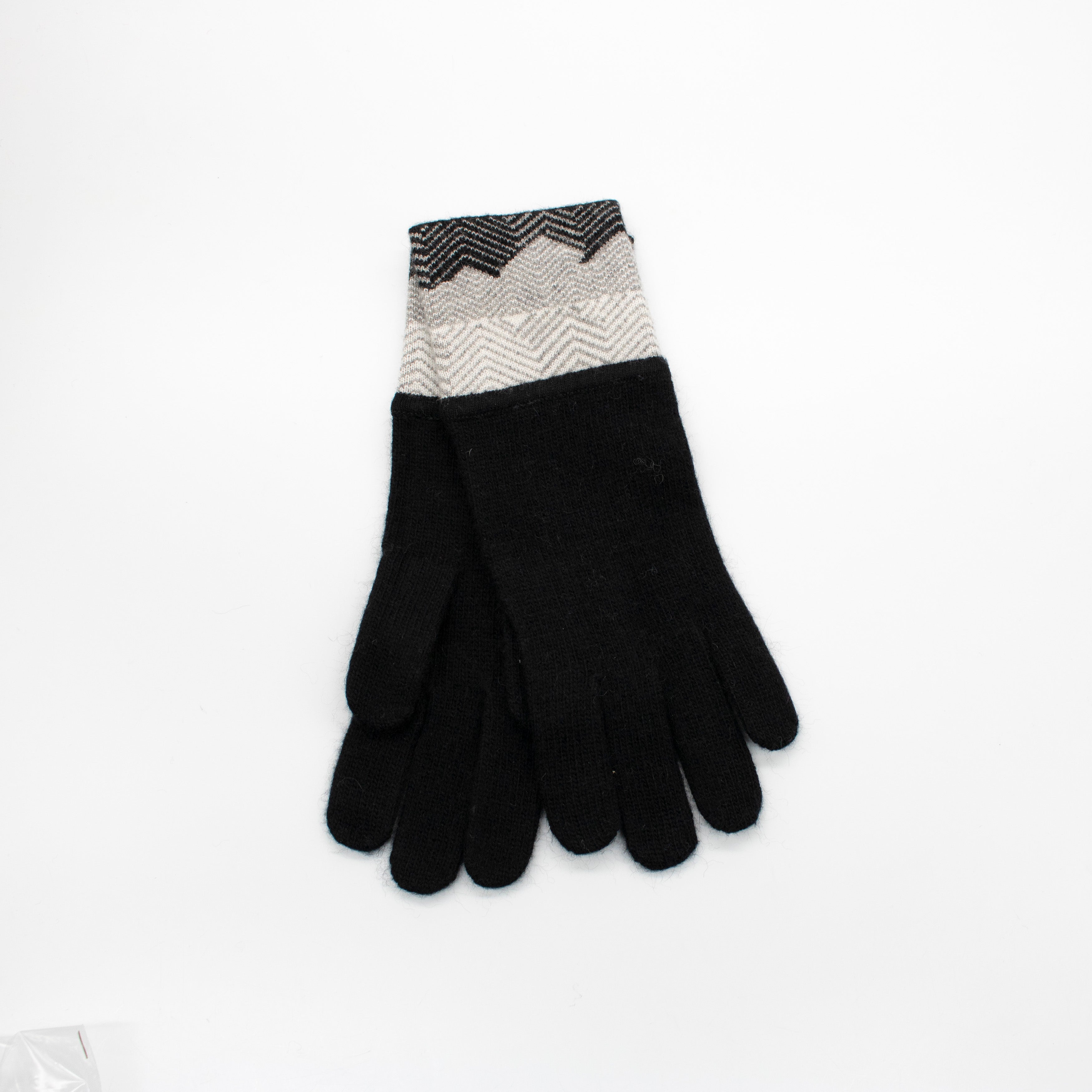  Portolano SLOUCHY GLOVES in GEOMETRIC DESIGN - GREY BLUE - Bonton