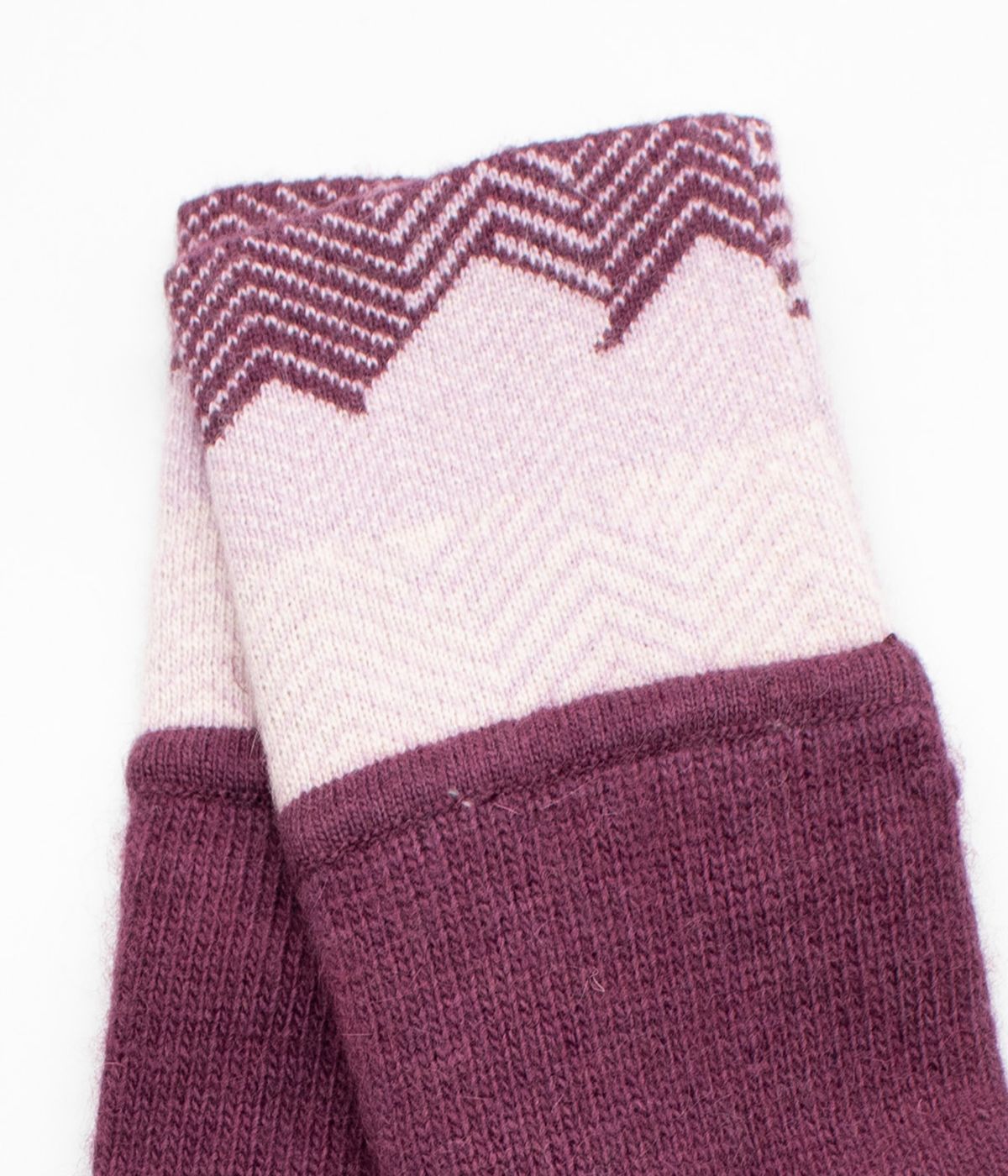 Gloves Two Tone In Zig Zag Pattern Damson/Wisteria