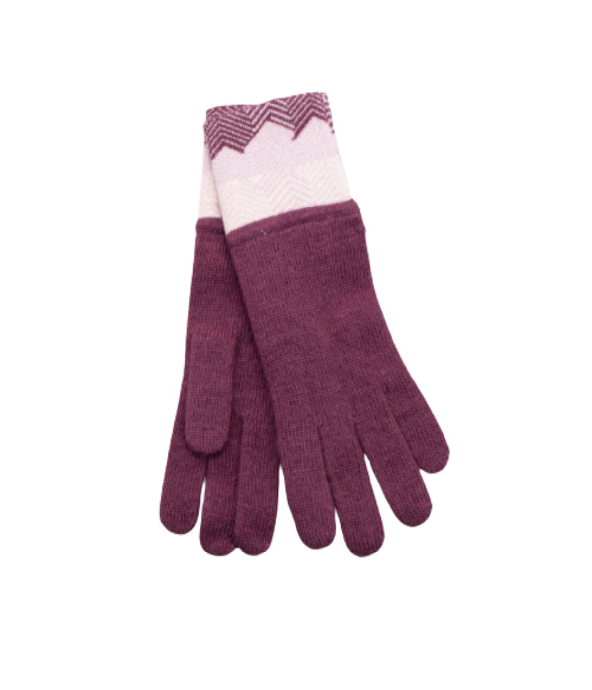 Gloves Two Tone In Zig Zag Pattern Damson/Wisteria