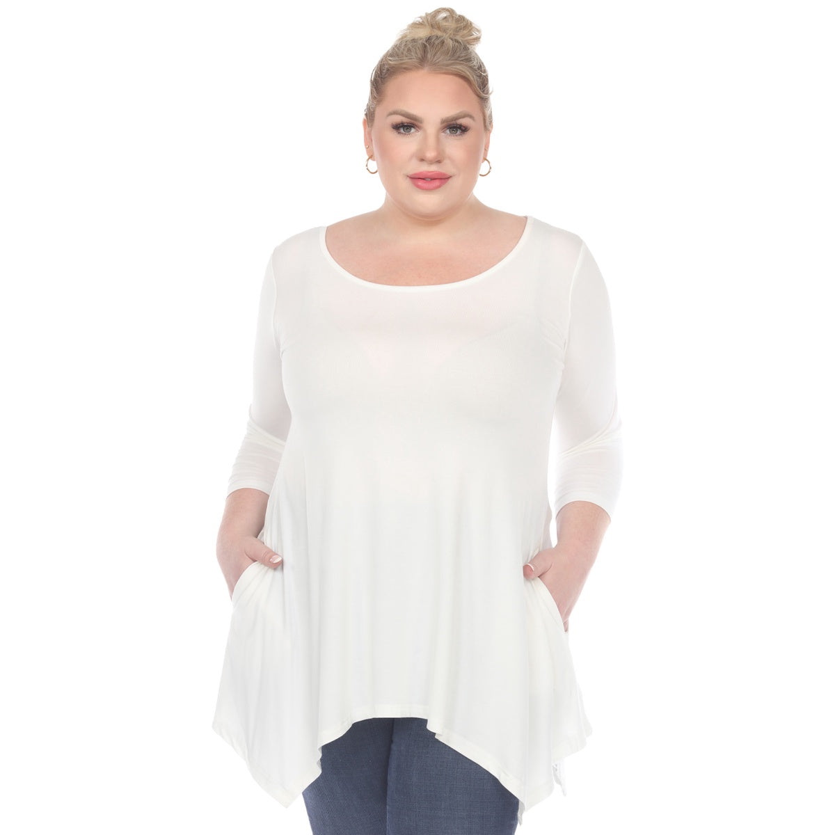  White Mark Plus Size Makayla Tunic Top - 1X - Bonton