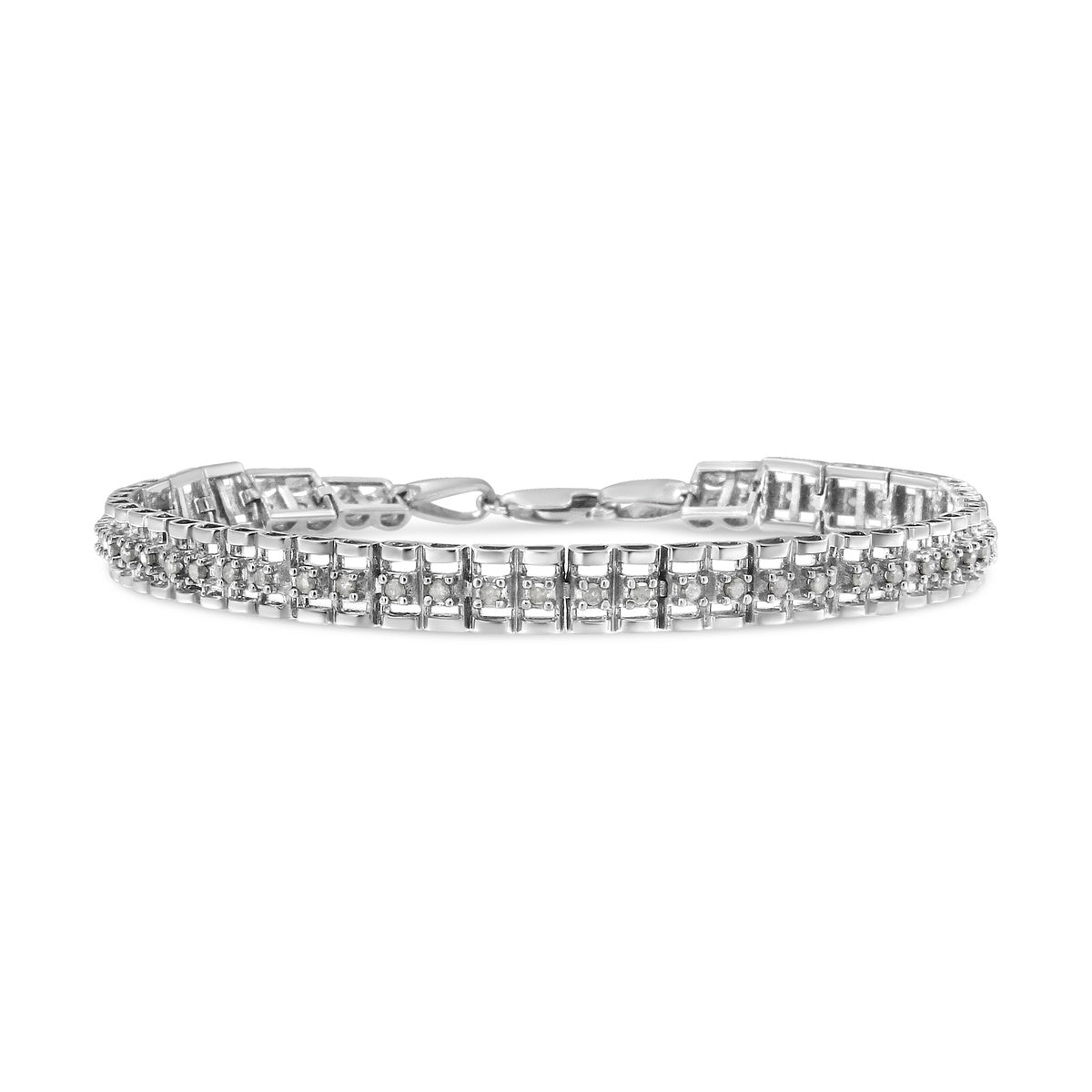  Haus of Brilliance .925 Sterling Silver 1.0 Cttw Rose Cut Diamond Double-Link 7