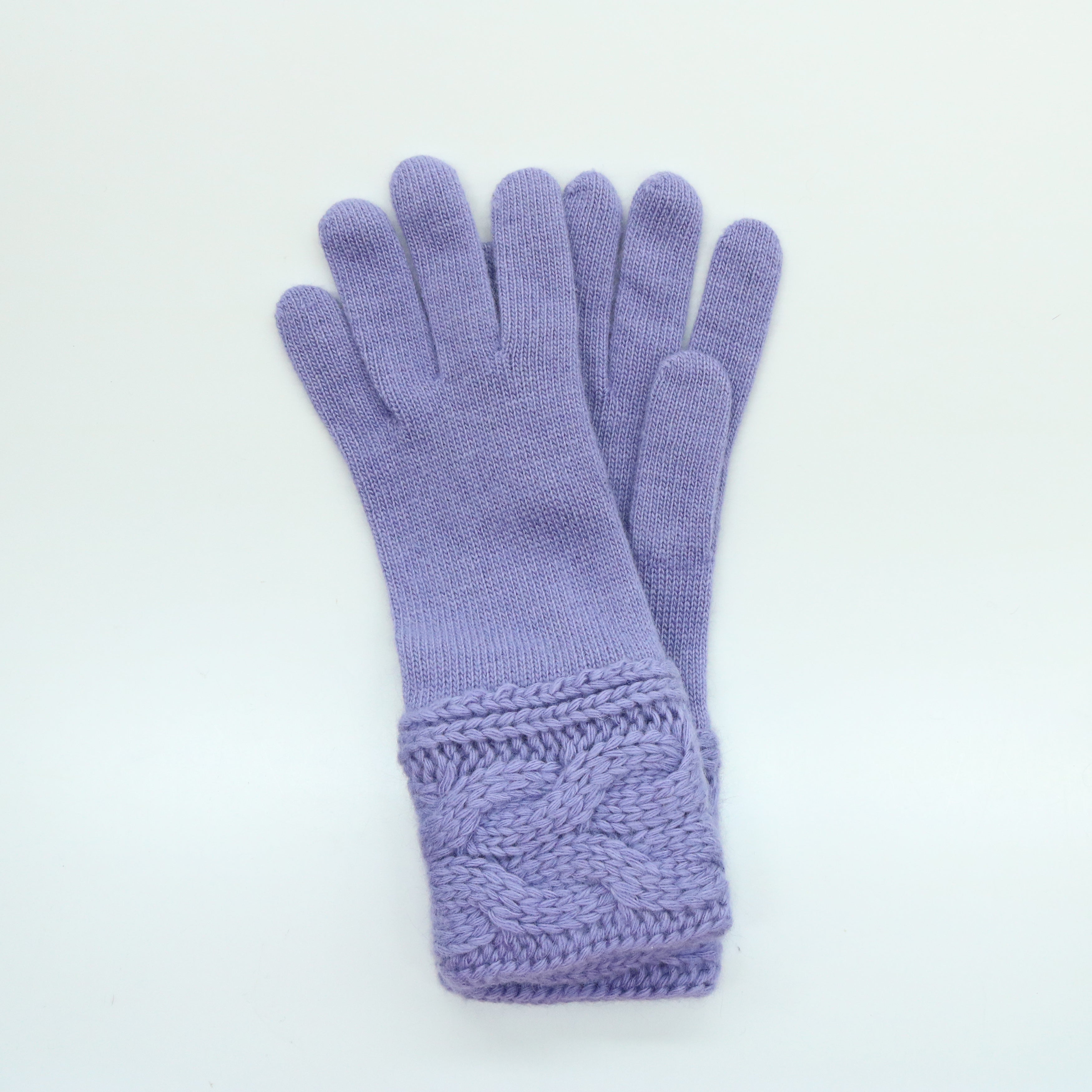  Portolano GLOVES WITH CABLES on CUFF - BABY BLUE - Bonton