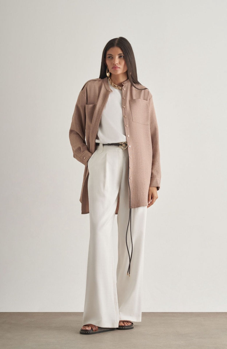  Mizalle Mizalle Tunic With Epaulette Detail - Beige - Bonton