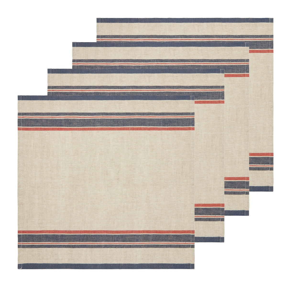  Caravan Antibes Natural Napkins, Set of 4 - Blue - Bonton