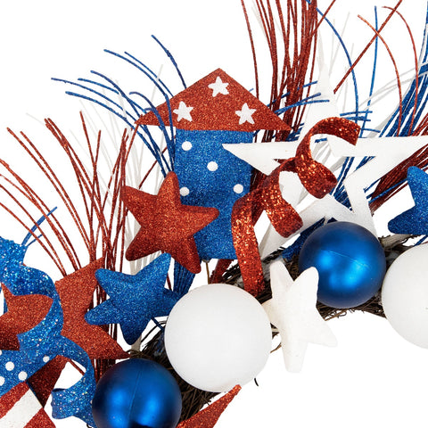 Glittered Stars and Rockets Patriotic Wreath - 22"