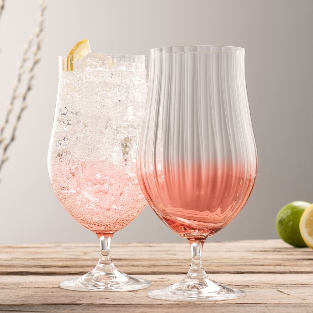  Galway Crystal Erne Colour Craft Beer/Cocktail Glasses Set of 2 - Blush - Bonton