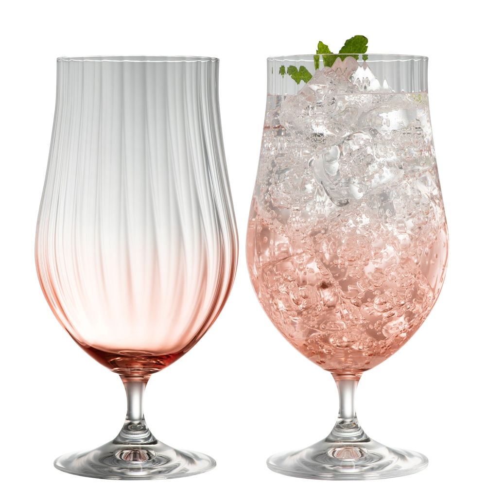  Galway Crystal Erne Colour Craft Beer/Cocktail Glasses Set of 2 - Blush - Bonton