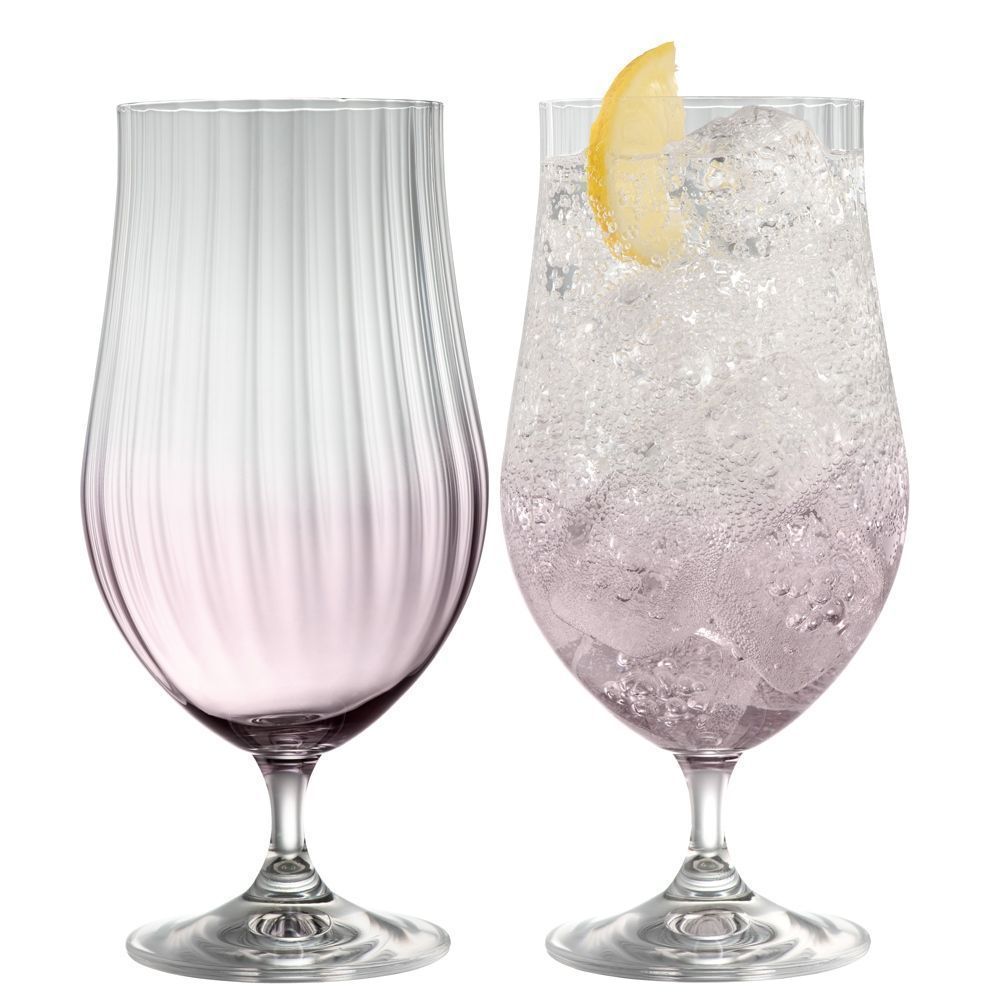  Galway Crystal Erne Colour Craft Beer/Cocktail Glasses Set of 2 - Amethyst - Bonton