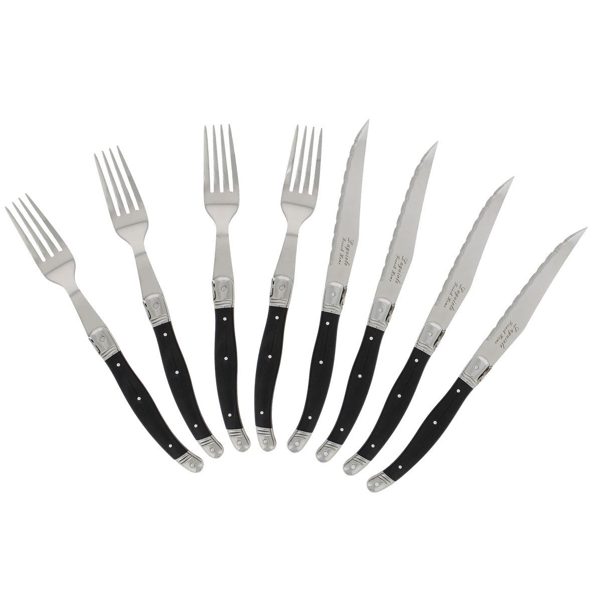  French Home 8 Piece Laguiole Faux Onyx Steak Knife and Fork Set - Default Title - Bonton