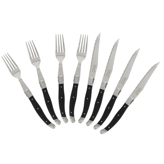 8 Piece Laguiole Faux Onyx Steak Knife and Fork Set