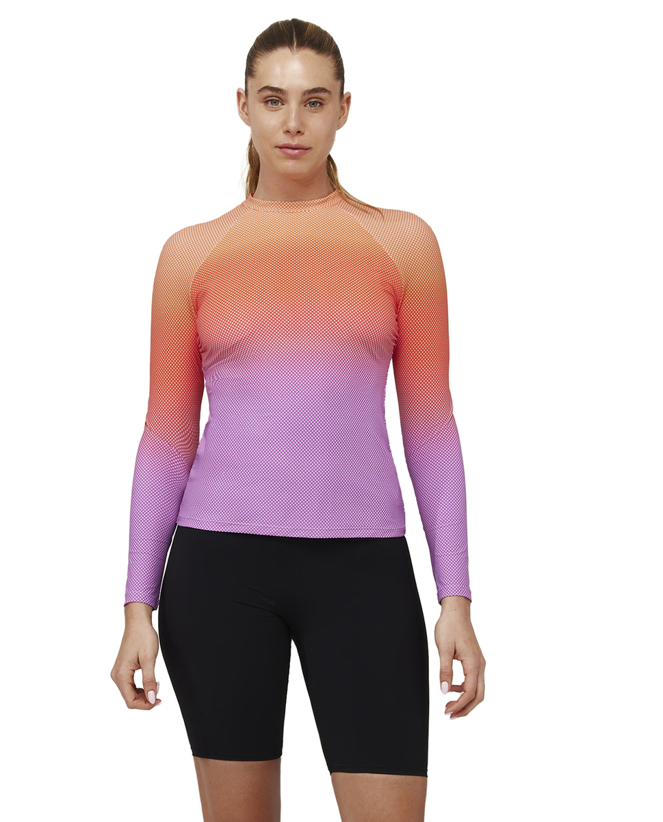 Free Sport Nixie Long Sleeve Rash Guard Swim Top - Multi-Orange - Bonton