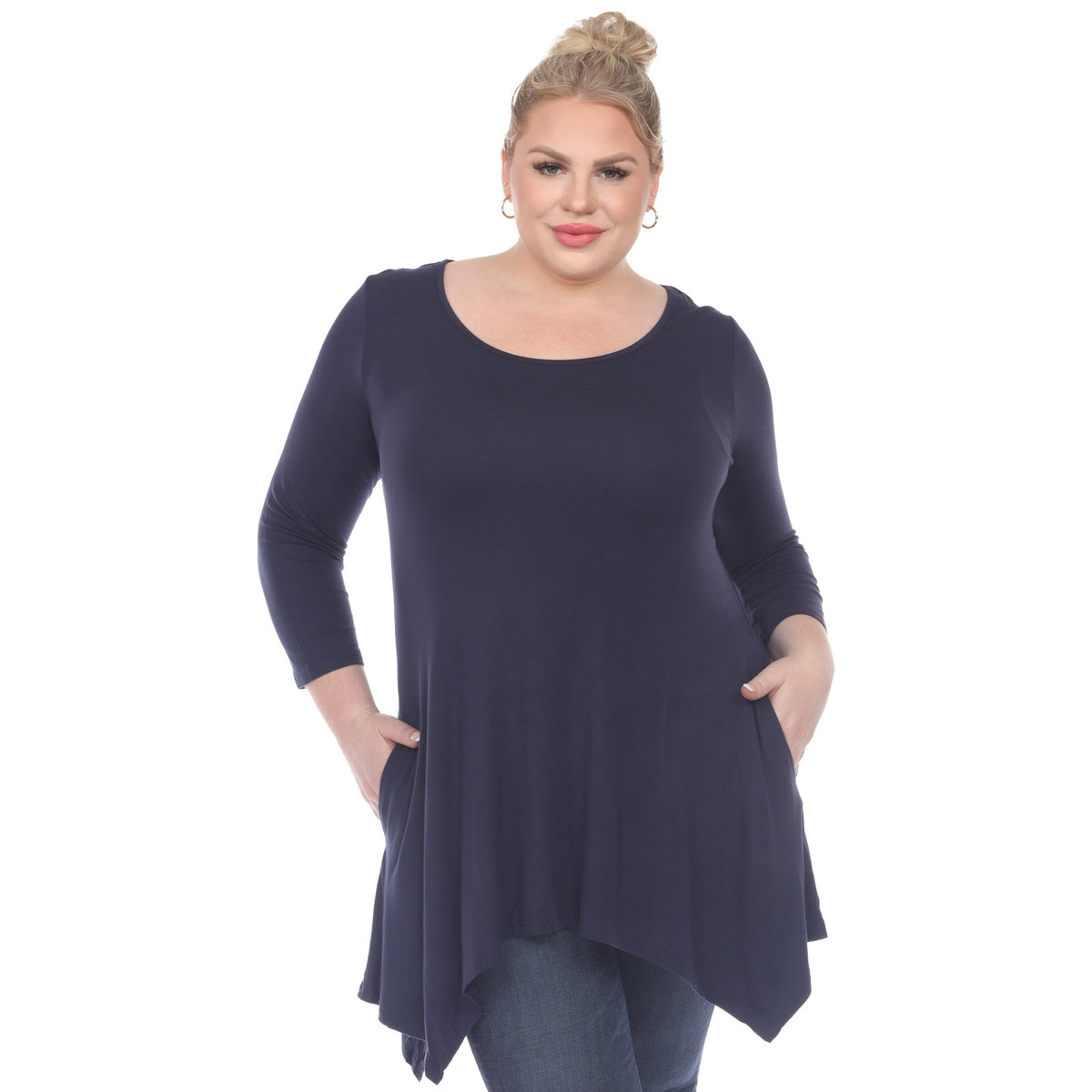  White Mark Plus Size Makayla Tunic Top - 1X - Bonton