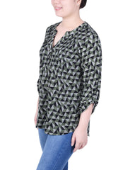 Petite 3/4 Roll Sleeve Top