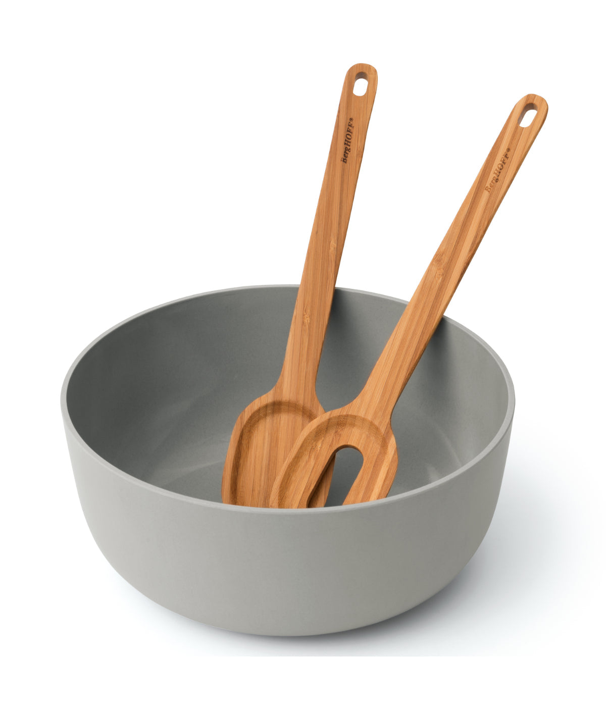  BergHOFF Leo 3 Piece Bamboo Salad Bowl Set with Servers - Gray - Bonton