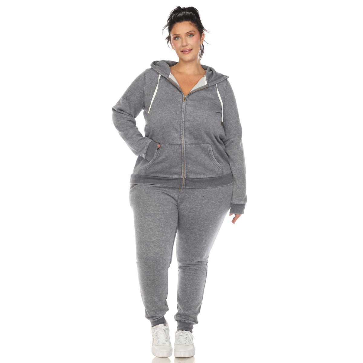  White Mark Plus Size Burnout Jogger Set - 1X - Bonton