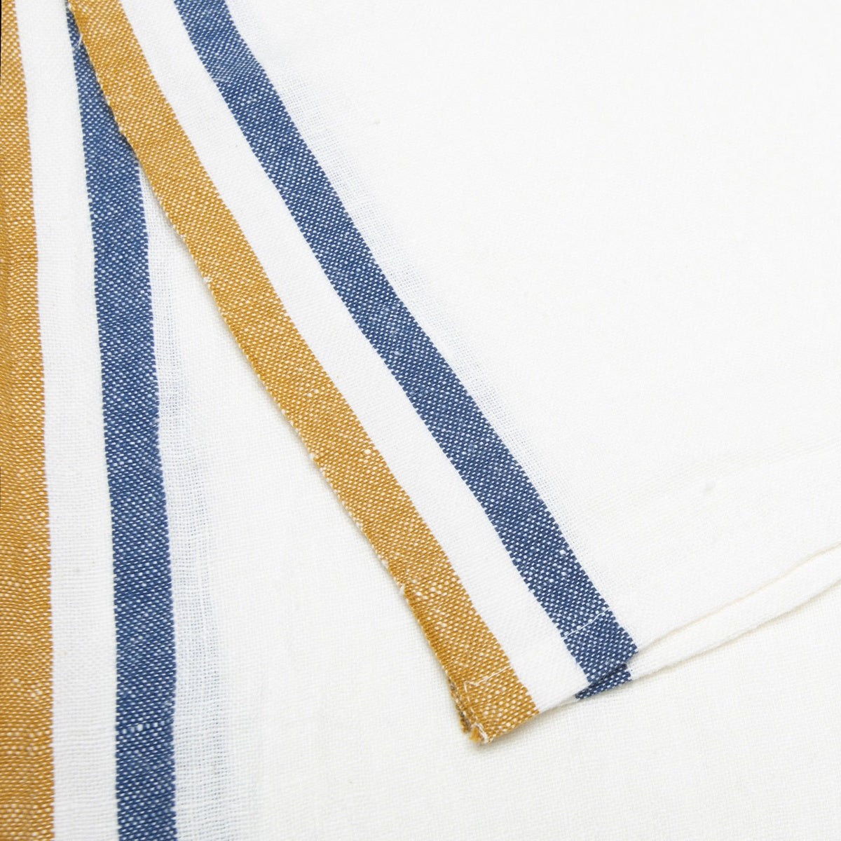  Caravan Normandy White - Tea Towels 20x30 - Set of 2 - Mustard/White/Blue Stripes - Bonton