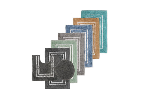 St Mary's Tufted 3 Piece Cotton Bath Rug Set With Lid