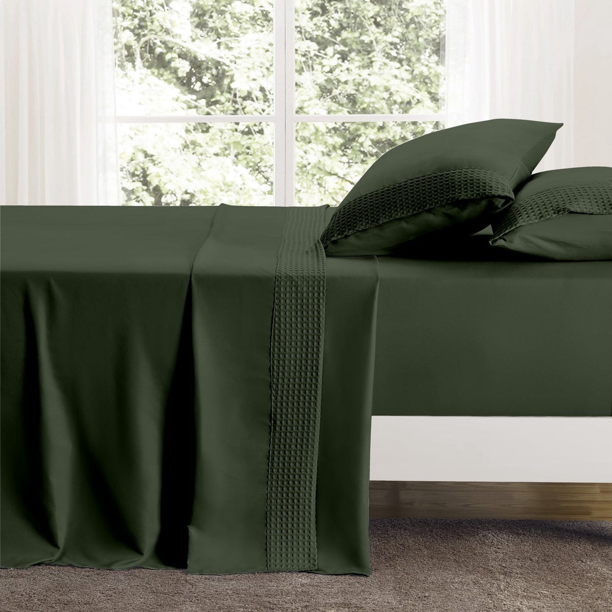  Bed Bath Fashions Kathy Ireland 4 Piece Waffle Hem Sheet Set - Twin - Bonton