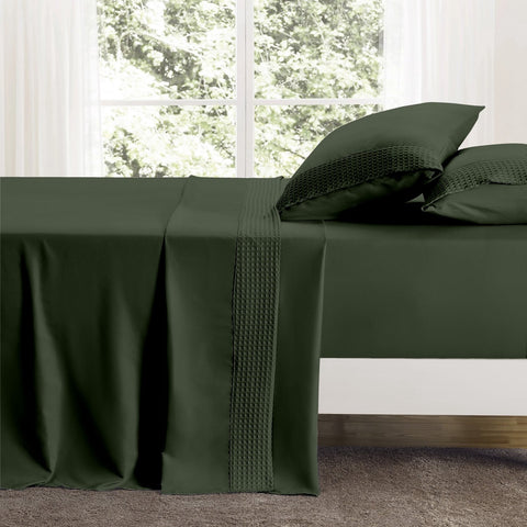 Kathy Ireland 4 Piece Waffle Hem Sheet Set