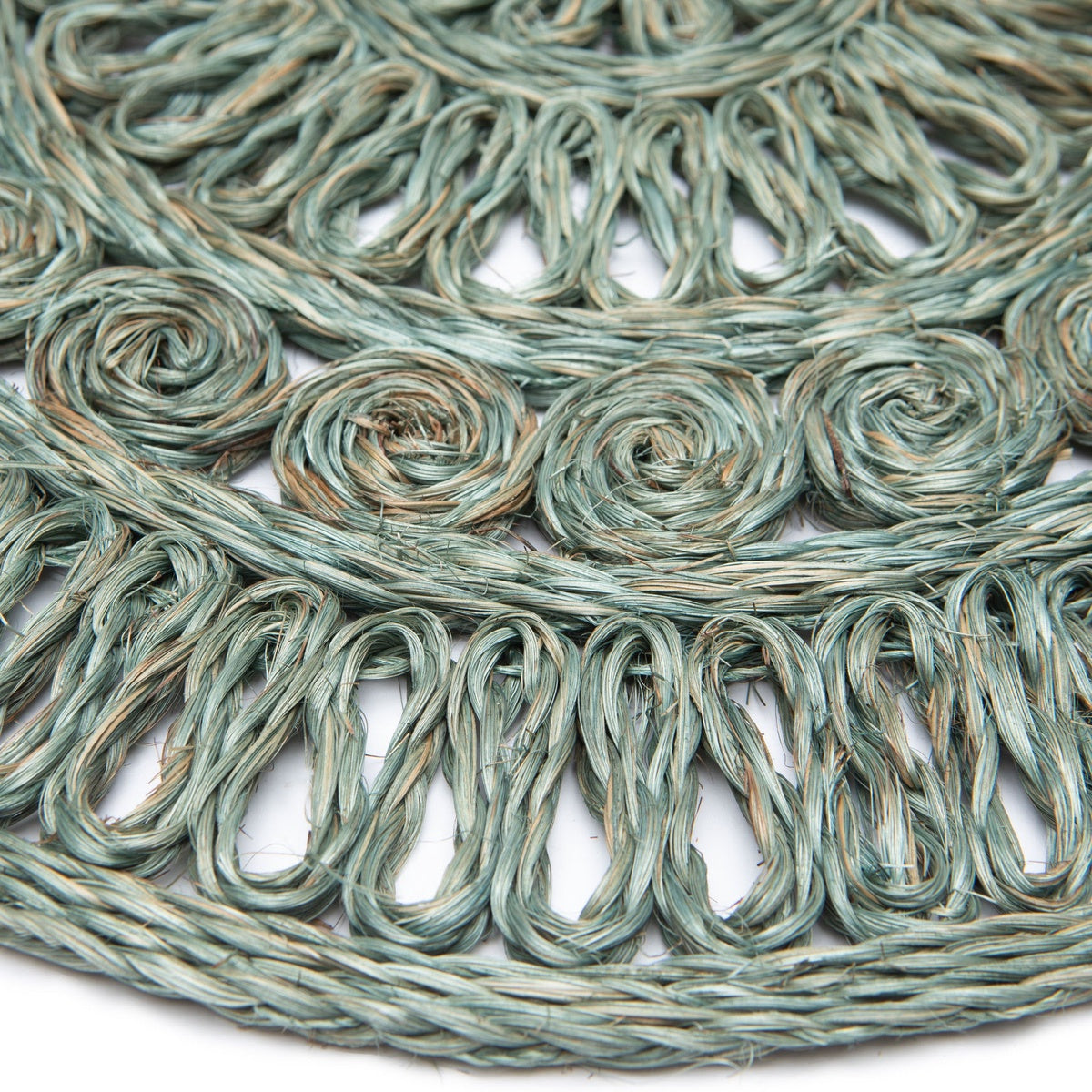  Caravan Circolo Abaca Round Placemat - Set of 4 - Aqua - Bonton