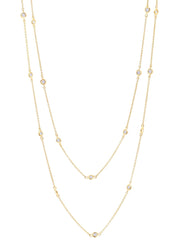 Bezel 36" Necklace Finished in 18kt Yellow Gold- 2mm