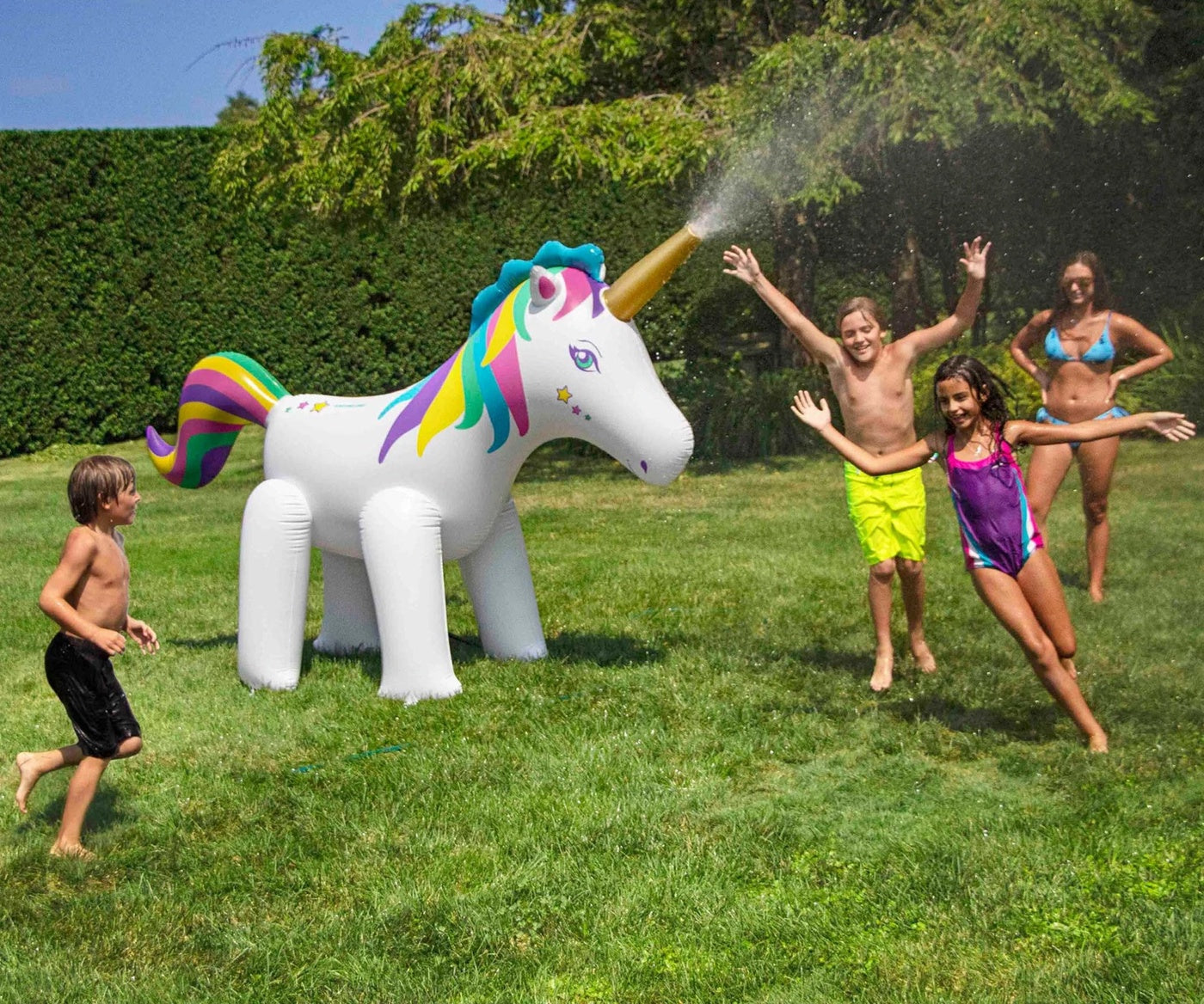  Swimline Rainbow Unicorn Outdoor Inflatable Lawn Sprinkler - 6' - Default Title - Bonton
