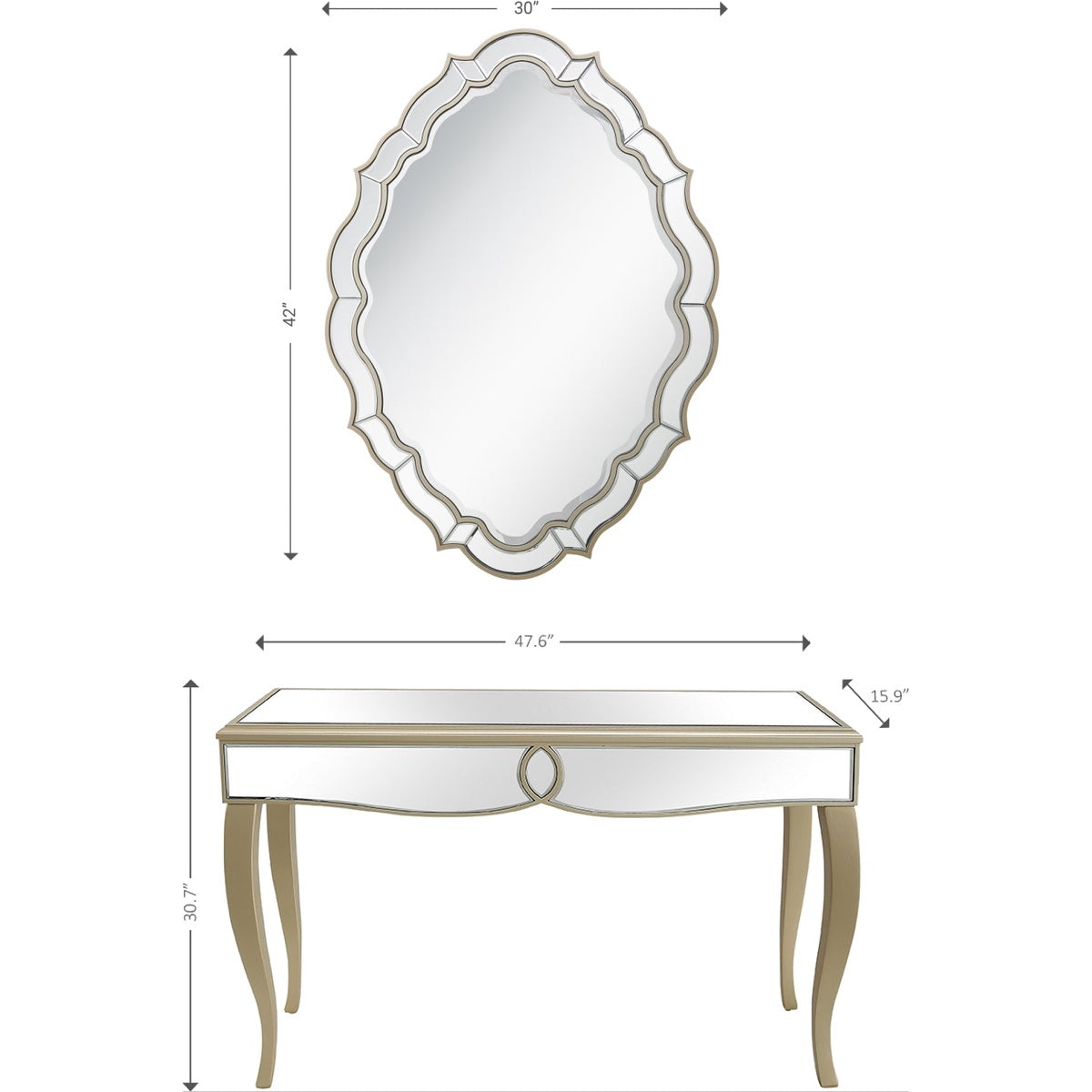  Eleanor Wall Mirror and Console Table - Console Table - Bonton