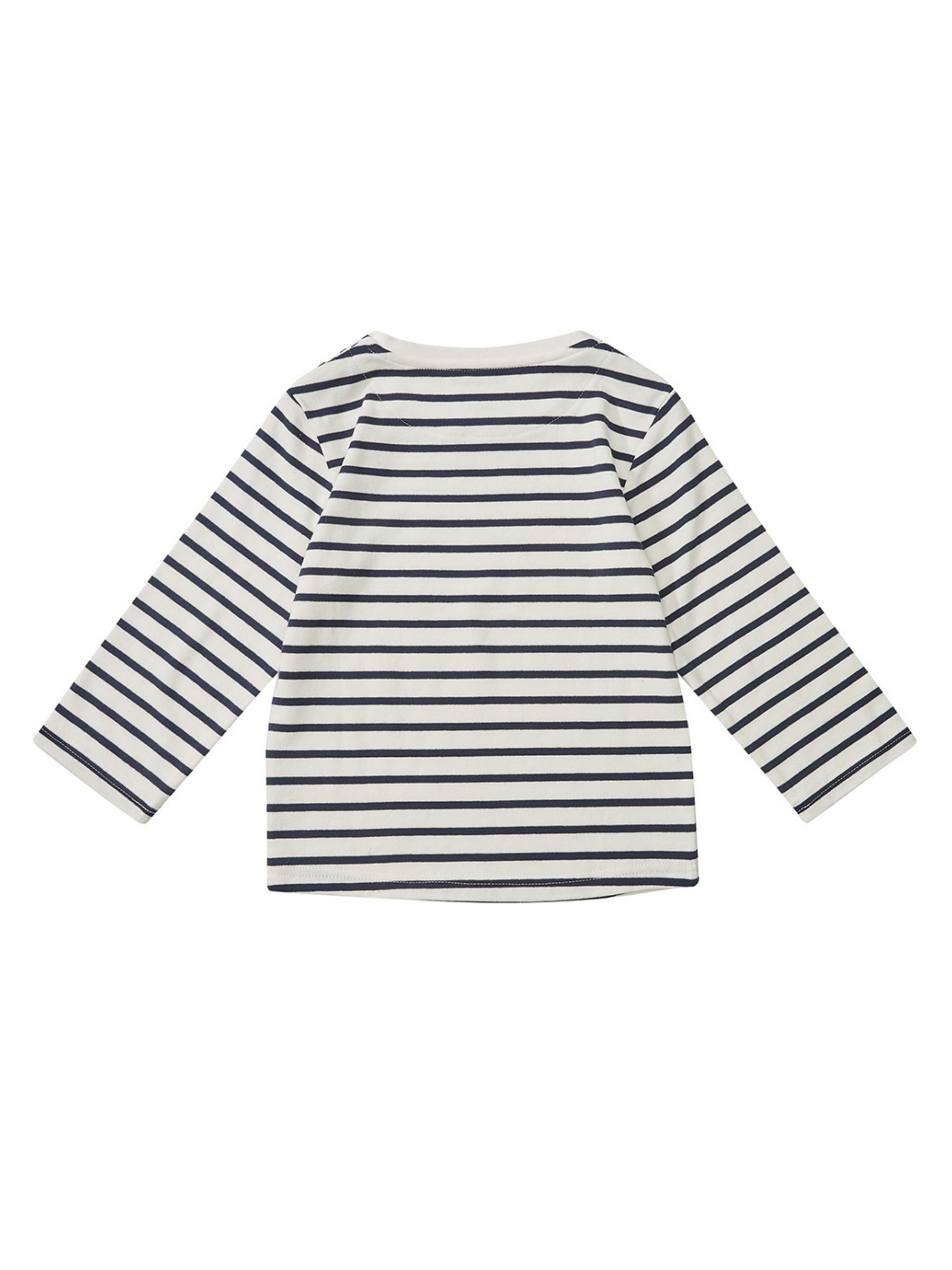  Dotty Dungarees Classic Breton Stripe Top - Nordic Blue - Bonton