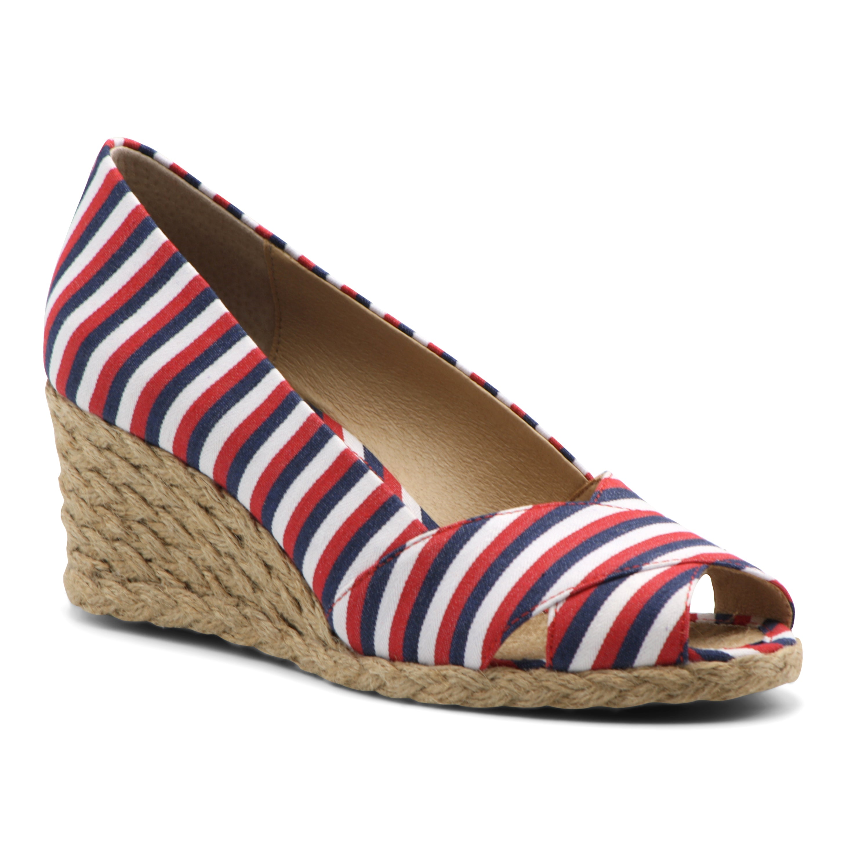  Bailee Peep Toe Wedge Espadrilles - Red Navy - Bonton