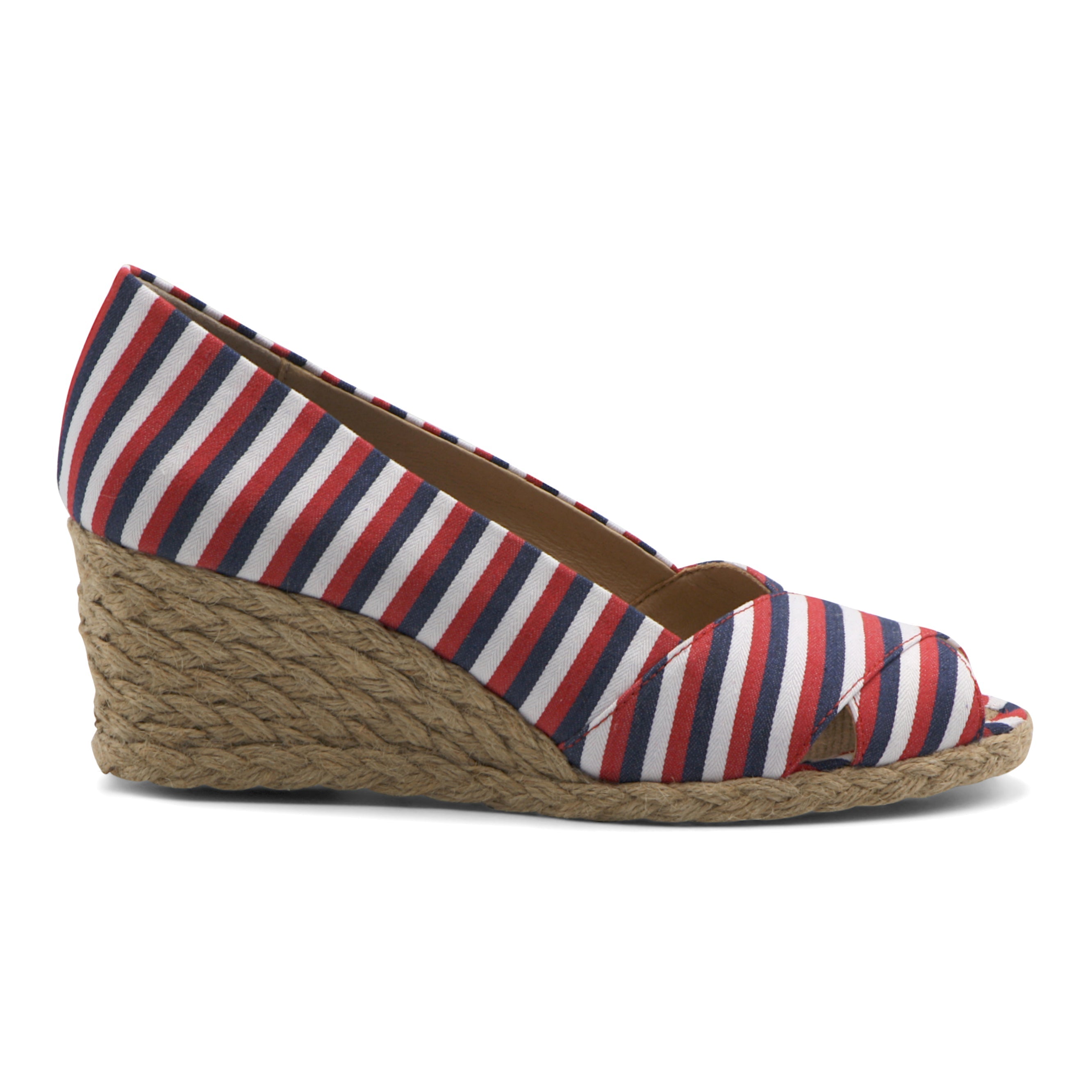  Bailee Peep Toe Wedge Espadrilles - Red Navy - Bonton