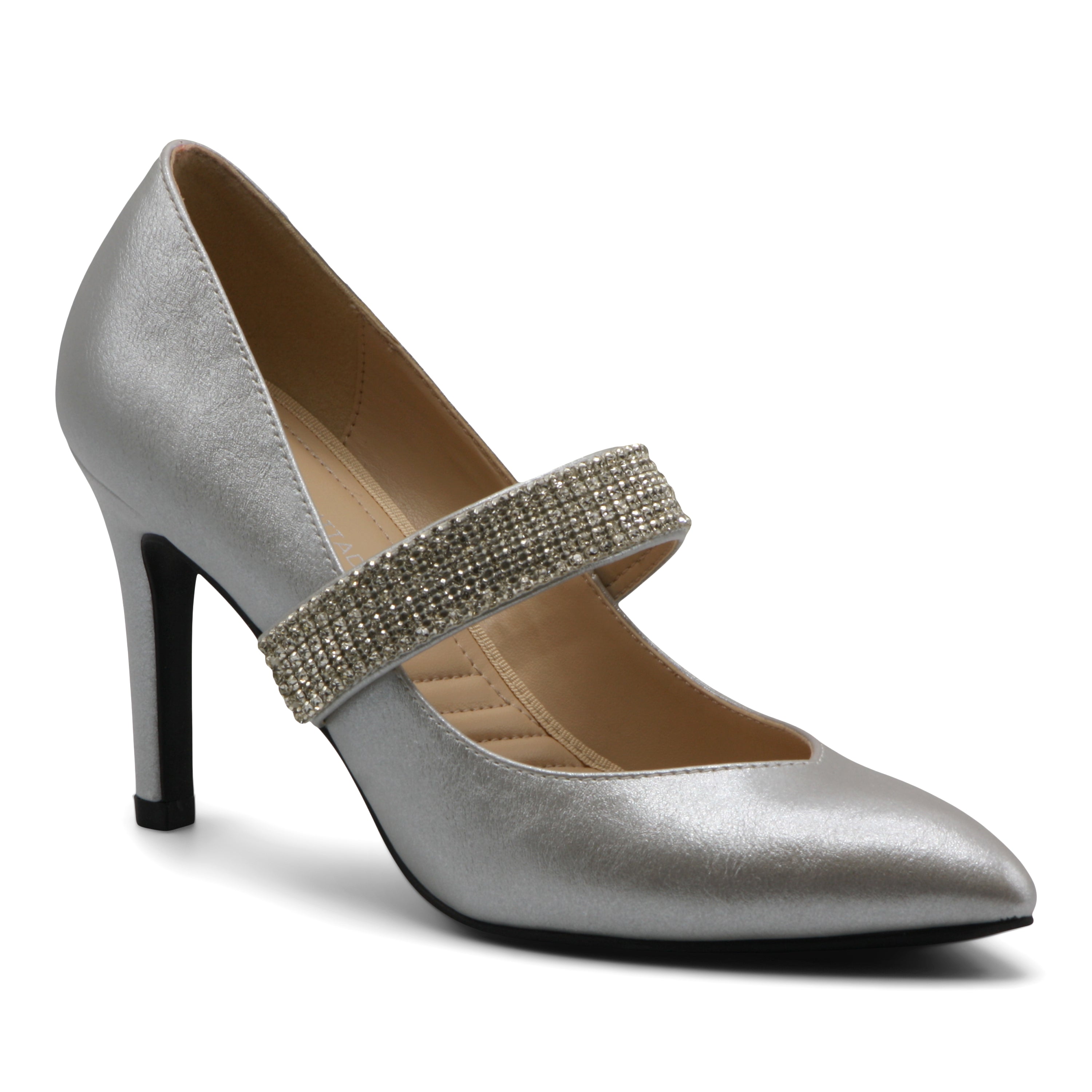  Notion Rhinestone Strap Pumps - Silver - Bonton