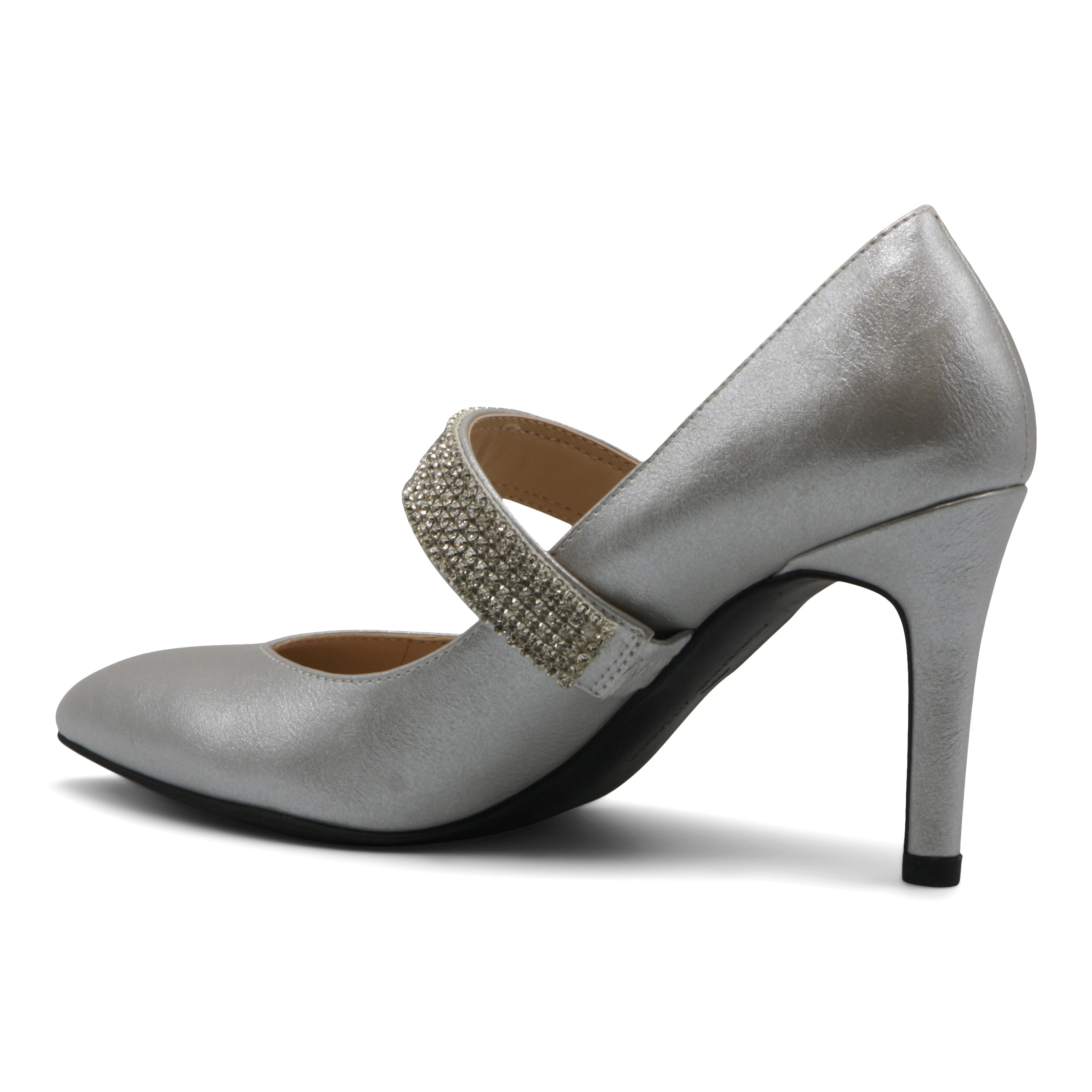  Notion Rhinestone Strap Pumps - Silver - Bonton