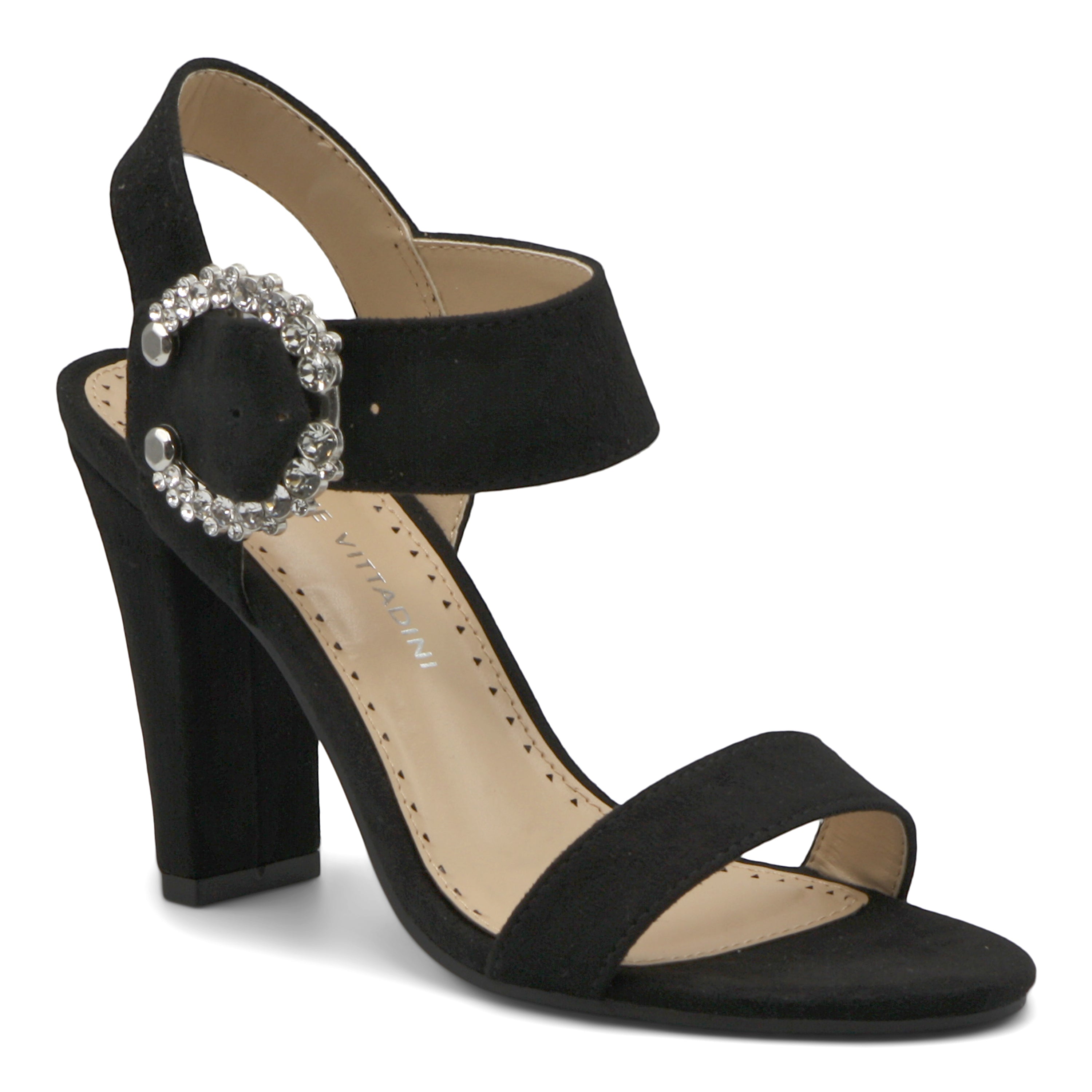  Geno Rhinestone Buckle Dress Sandals - Black - Bonton